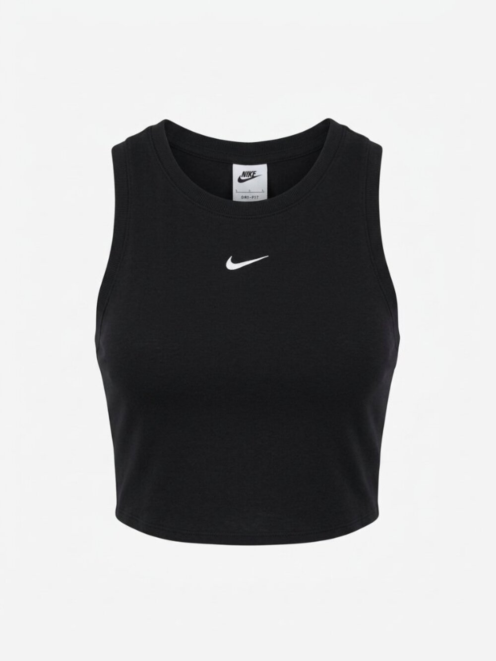 NIKE Sportswear - Black Chill Knit Mini-Rib Cropped Muscle Tank - large
